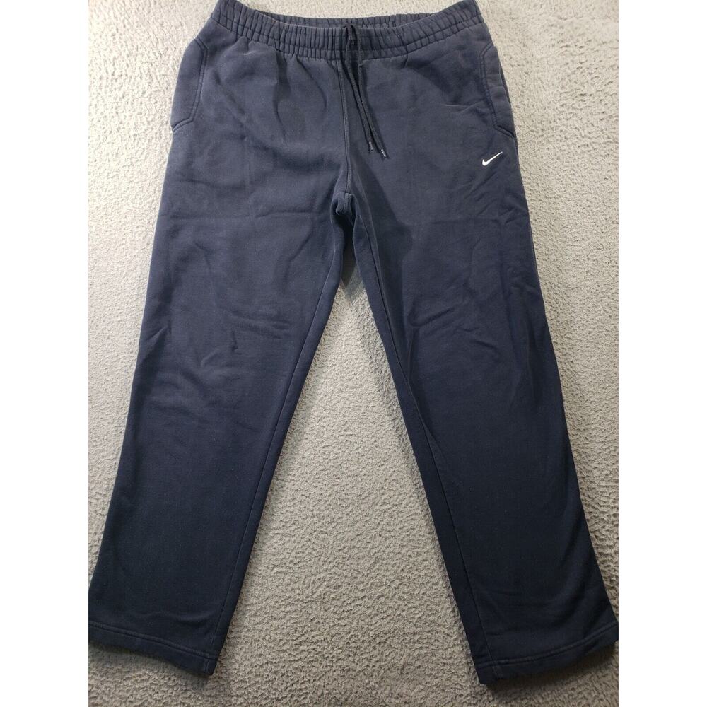Nike Sweatpants Men's Large Blue Fleece Straight Leg Cotton Stretch Joggers